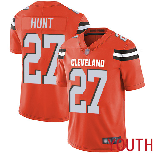 Cleveland Browns Kareem Hunt Youth Orange Limited Jersey #27 NFL Football Alternate Vapor Untouchable->youth nfl jersey->Youth Jersey